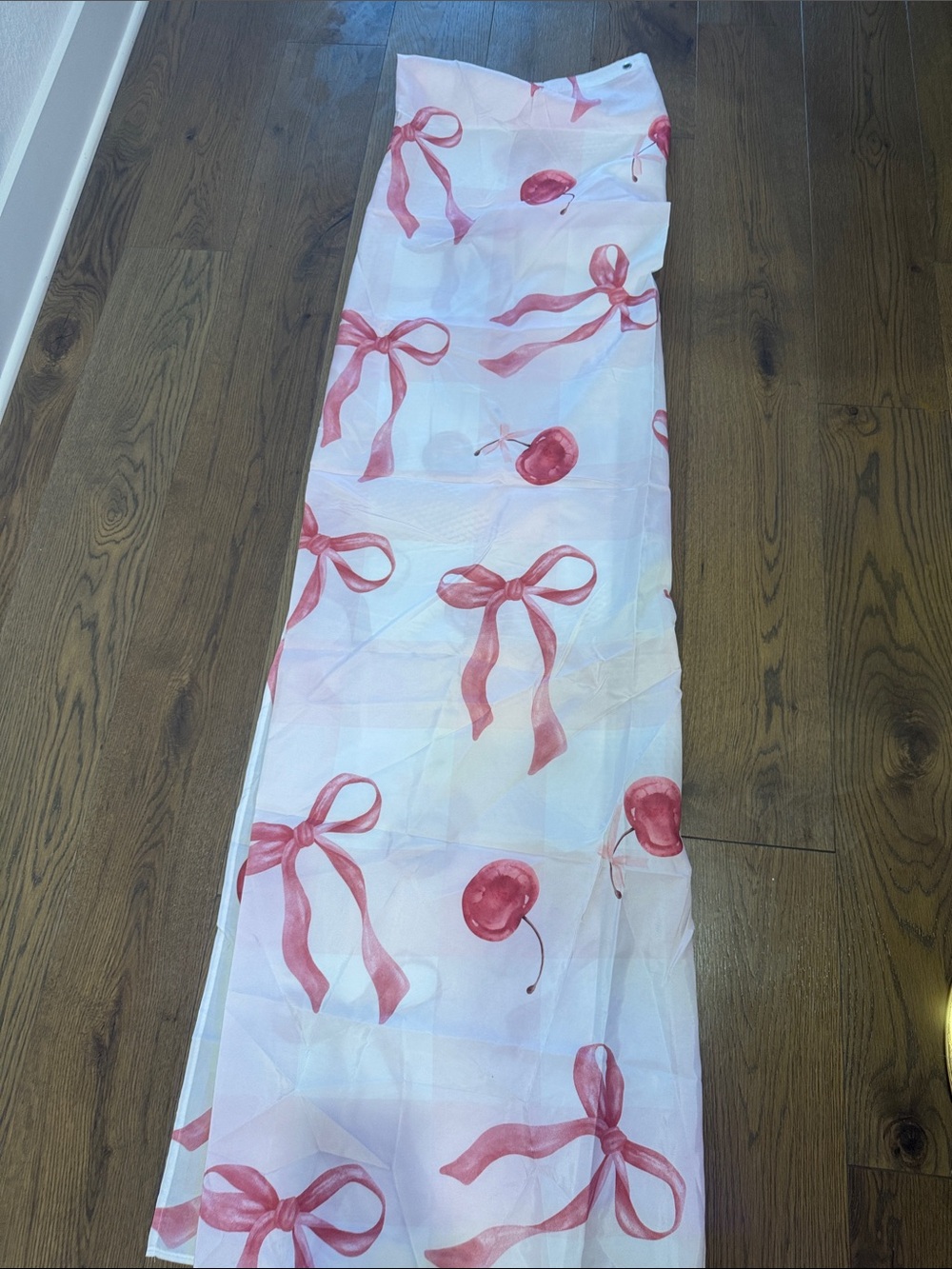 Pink bow and cherry shower curtain